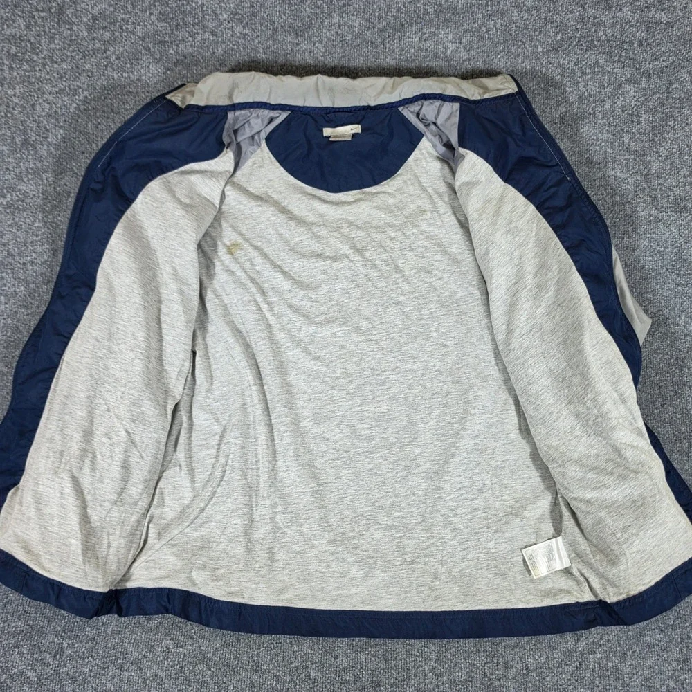 Y2K 2000s Nike Mens 2XL Colorblock Tracksuit Windbreaker Set Navy Blue Grey Flaw